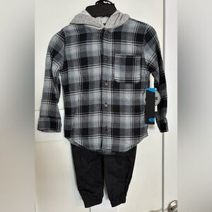 Tony Hawk Black and Gray Plaid Shirt with Logo Tags set